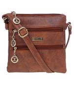 Esbeda Tan Solid Pu Synthetic Material Slingbag For Women