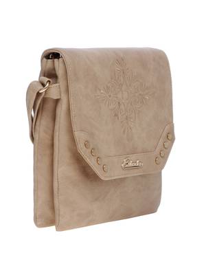Esbeda Beige Solid Pu Synthetic Material Slingbag For Women 7