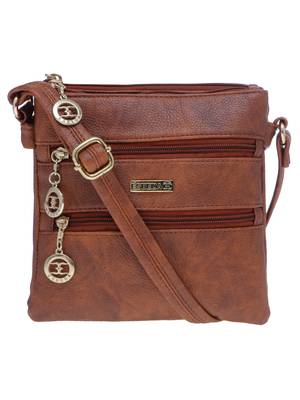 Esbeda Tan Solid Pu Synthetic Material Slingbag For Women 2