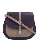 Esbeda Dark Brown & Beige Solid Pu Synthetic Fabric Slingbag For Women