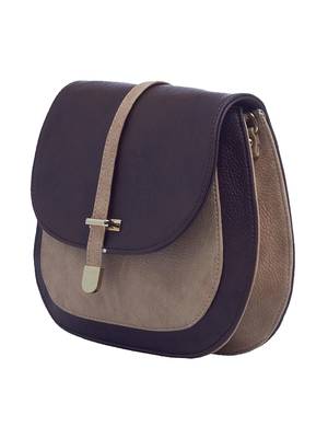 Esbeda Dark Brown & Beige Solid Pu Synthetic Fabric Slingbag For Women 5