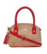 Esbeda Beige & Red Solid PU Synthetic Slingbag For Women