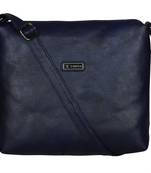 Esbeda Solid Dark Blue PU Synthetic Slingbag For Women's