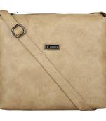 Esbeda Solid Beige PU Synthetic Slingbag For Women's