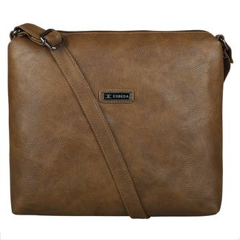 Esbeda Solid Brown PU Synthetic Slingbag For Women's 1