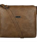 Esbeda Solid Brown PU Synthetic Slingbag For Women's