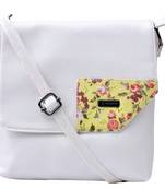 Esbeda Off-white Color Medium Size Floral Metallic Slingbag