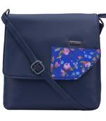 Esbeda Blue Color Medium Size Floral Metallic Slingbag