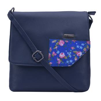 Esbeda Blue Color Medium Size Floral Metallic Slingbag 2