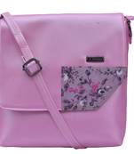 Esbeda Pink Color Medium Size Floral Metallic Slingbag