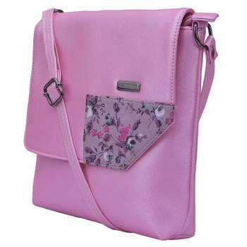 Esbeda Pink Color Medium Size Floral Metallic Slingbag 7