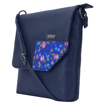 Esbeda Blue Color Medium Size Floral Metallic Slingbag 11
