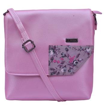 Esbeda Pink Color Medium Size Floral Metallic Slingbag 3