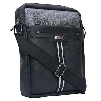 Esbeda Black Color Medium Size Croco Stripe Slingbag 7