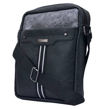 Esbeda Black Color Medium Size Croco Stripe Slingbag 10
