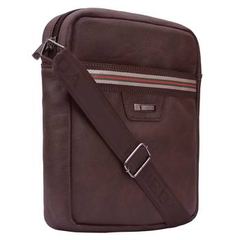 Esbeda Brown Color Medium Size Drymilk Stripe Slingbag for men's 9