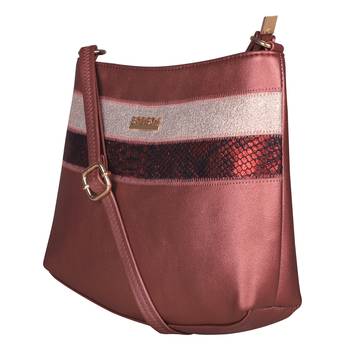 Esbeda Maroon Color Medium Size Chunky Glitter Slingbag For Womens 8