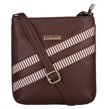 Esbeda Brown Color Medium Size Rayon Slingbag For Womens 1