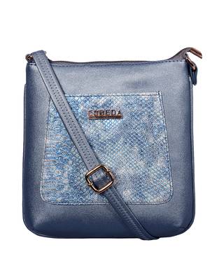 Esbeda Blue Color Medium Size Shiny Glitter Slingbag For Womens 2