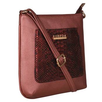 Esbeda Maroon Color Medium Size Shiny Glitter Slingbag For Womens 7