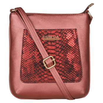 Esbeda Maroon Color Medium Size Shiny Glitter Slingbag For Womens 3