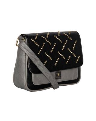 Esbeda Grey Color solid Ball stud Sling Bag For Women 7