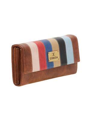 Esbeda Brown Solid Pu Synthetic Material Wallet For Women 5