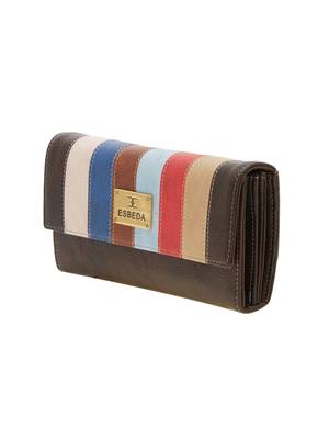 Esbeda Brown Solid Pu Synthetic Material Wallet For Women 4