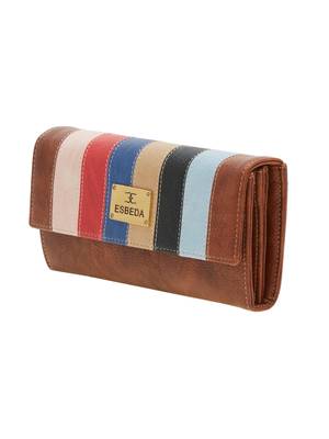 Esbeda Brown Solid Pu Synthetic Material Wallet For Women 7