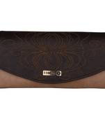 Esbeda Brown Color PU Synthetic Material Stiches Wallet For Womens