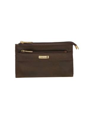 Esbeda Brown Solid Pu Synthetic Material Wallet For Women 3