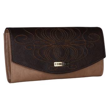 Esbeda Brown Color PU Synthetic Material Stiches Wallet For Womens 5