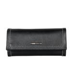 Esbeda Black Color Small Size Solid Holo Trifold wallet For Women