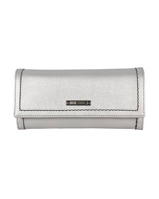 Esbeda Silver Color Small Size Solid Holo Trifold wallet For Women 1
