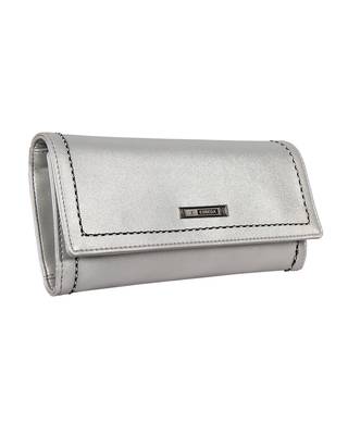 Esbeda Silver Color Small Size Solid Holo Trifold wallet For Women 3