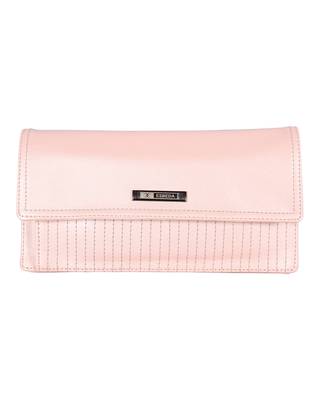 Esbeda Pink Color Small Size Solid Flapover Wallet For Women 1