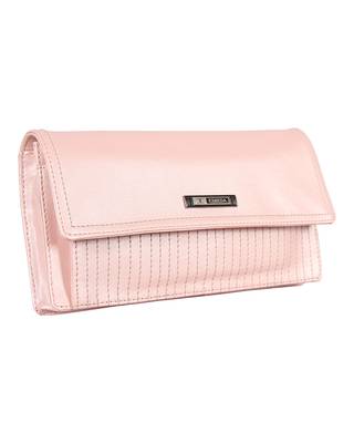 Esbeda Pink Color Small Size Solid Flapover Wallet For Women 3