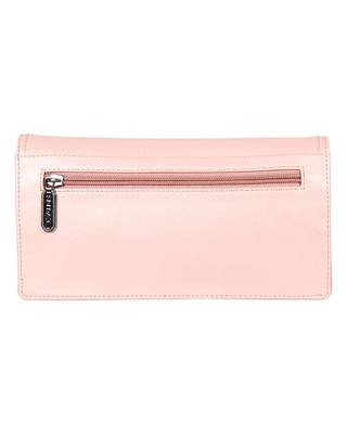 Esbeda Pink Color Small Size Solid Flapover Wallet For Women 4