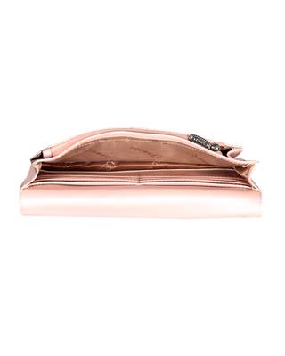 Esbeda Pink Color Small Size Solid Flapover Wallet For Women 5