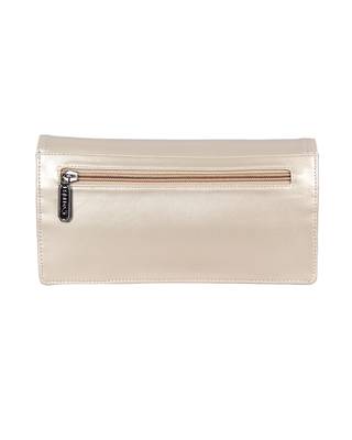 Esbeda Cream Color Small Size Solid Flapover Wallet For Women 4