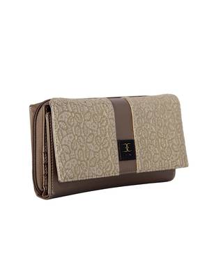 Esbeda Dark Gold Color Solid Pattern Zardosi Wallet For Women 4