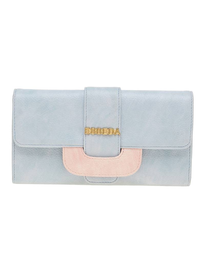 Esbeda Light Blue Solid Pu Synthetic Material Wallet For Women