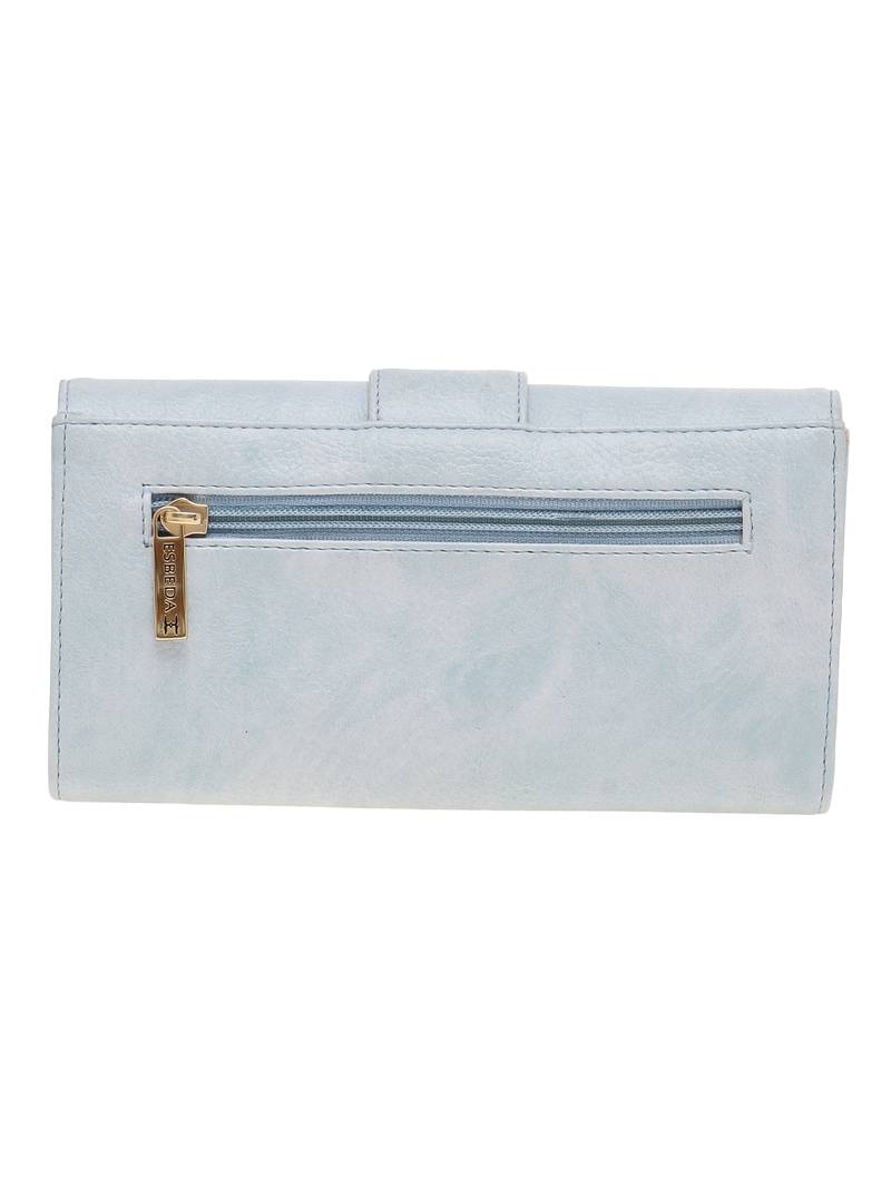 Esbeda Light Blue Solid Pu Synthetic Material Wallet For Women