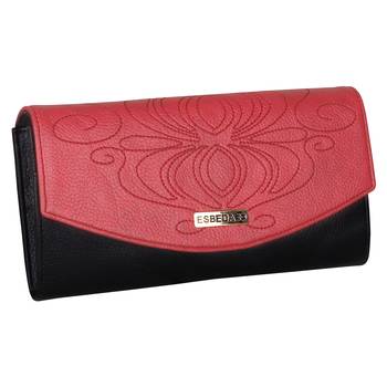 Esbeda Red Color PU Synthetic Material Stiches Wallet For Womens 11