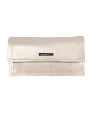 Esbeda Cream Color Small Size Solid Flapover Wallet For Women 2
