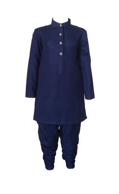 Boys Cotton Blue Kurta Pyjama Set 1