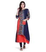 Blue printed rayon ethnic-kurtis