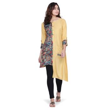 Cream printed rayon ethnic-kurtis 1