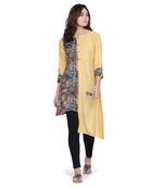 Cream printed rayon ethnic-kurtis