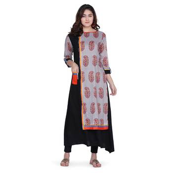 Grey printed rayon kurtas-and-kurtis 1